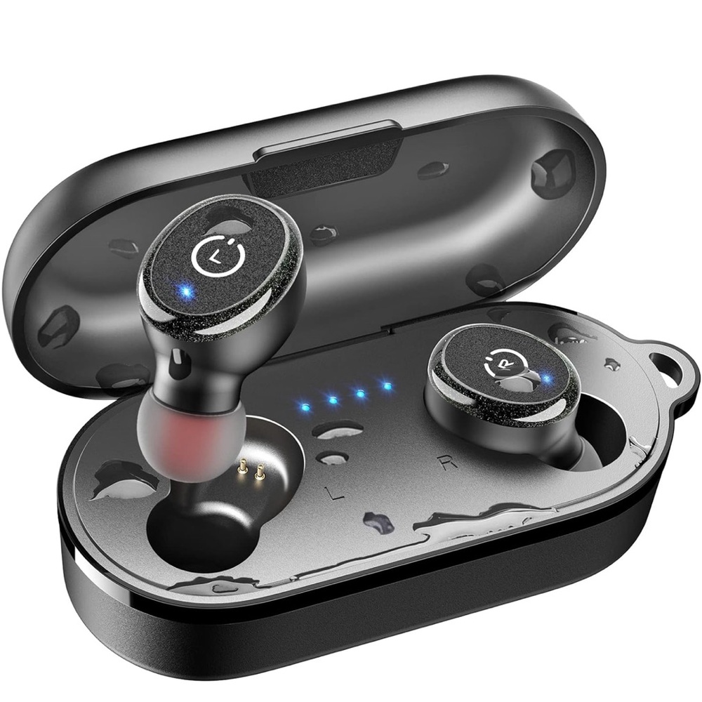 Open Box TOZO T10 Wireless Earbuds with Wireless Charging Case, Waterproof Black